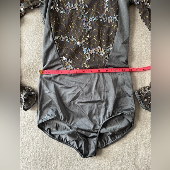 Revolution Dance Leotard Gray Silver Sequin, Adult Medium - Picture 5 of 12